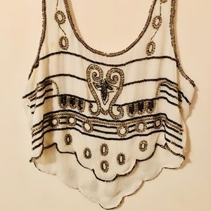 Urban Outfitters💕 Embellished Cream Crop Top